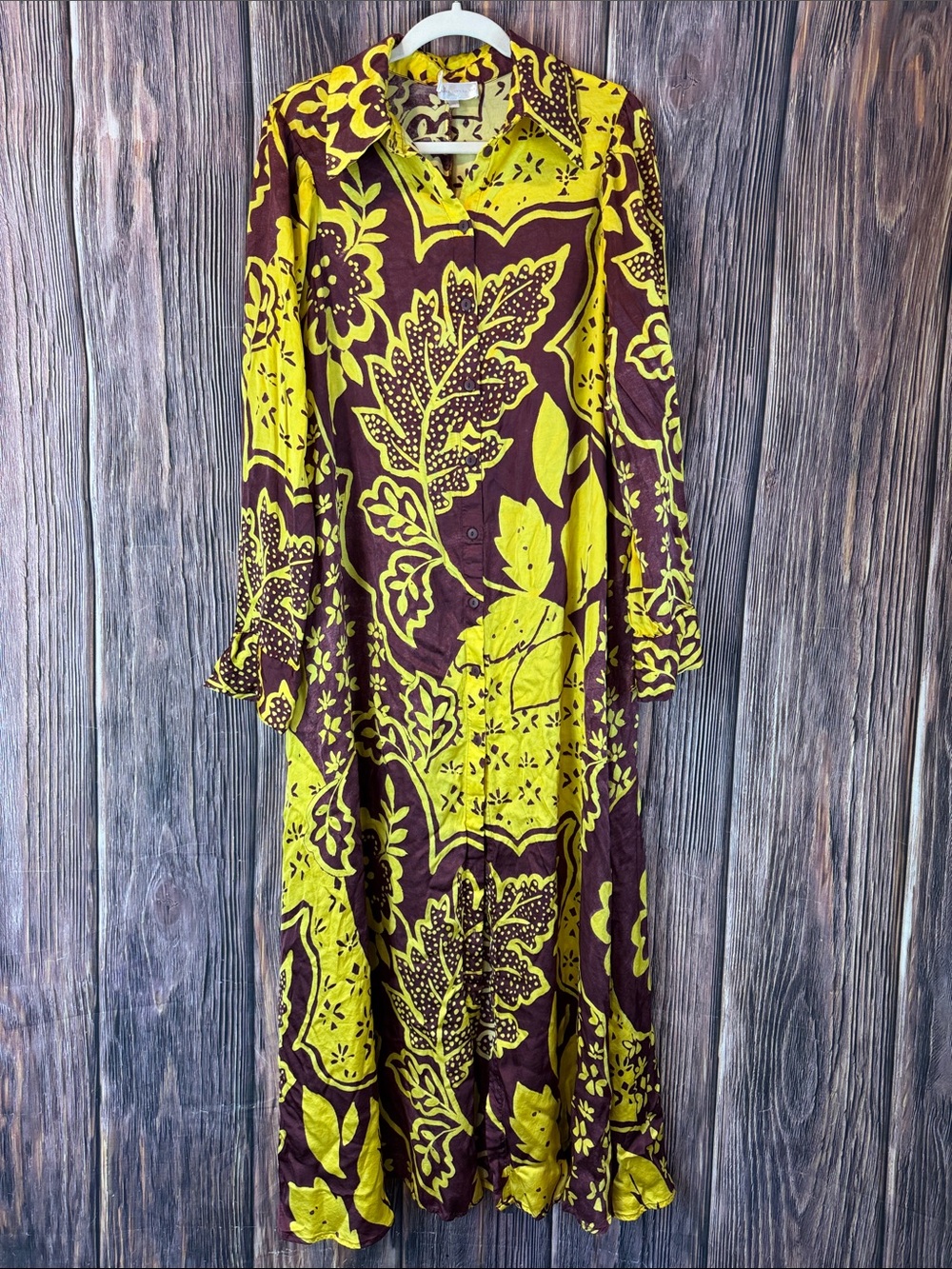Corey Lynn Calter Yellow and Brown Maxi Dress